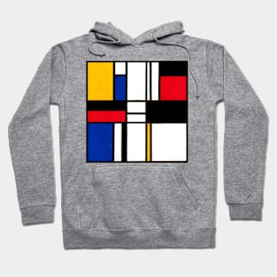 Mondrian Inspired Geometric Abstract Acrylic Painting XIV Hoodie